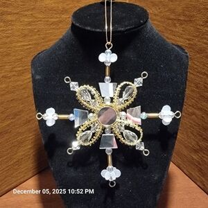 Beautiful mirrored Vintage Handmade gold colored ornament